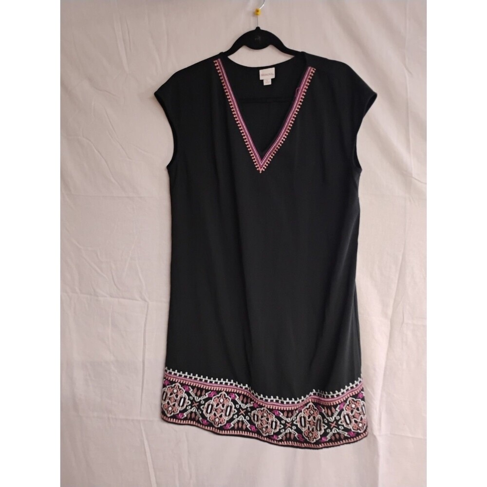 Merona Size Large Embroidered Trim Black Sleeveless Dress